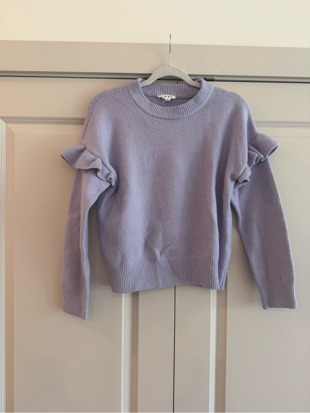 THML Lilac Ruffle Sleeve Crewneck Sweater - Women